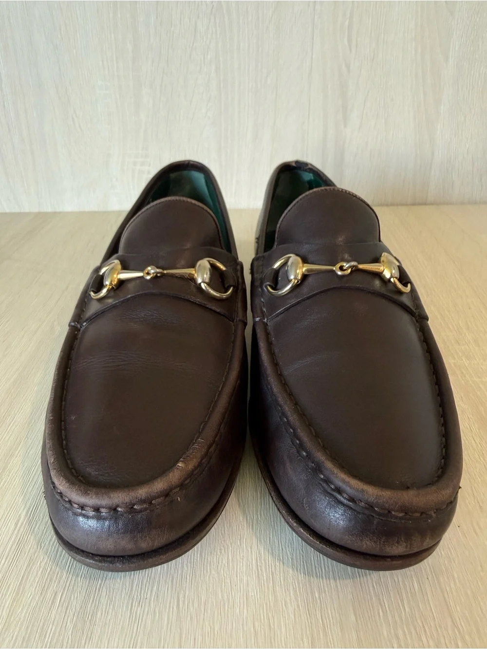 Vintage Gucci Horsebit Loafers Brown Leather Men’s EU 42.5 Moc Toe Italy